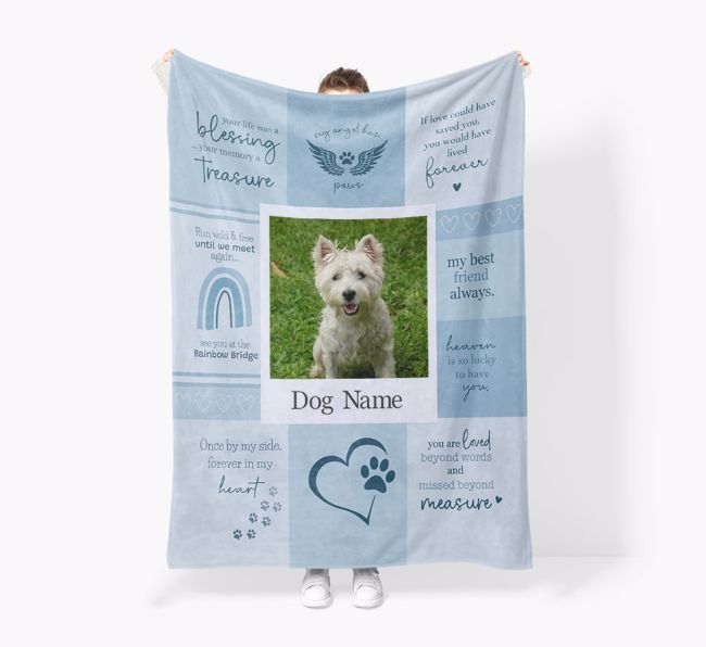 Memorial Quotes: Photo Upload {breedFullName} Premium Sherpa Fleece Blanket